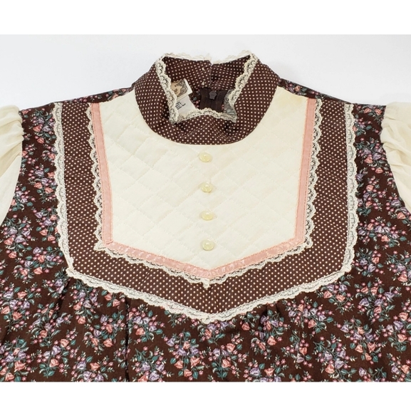 Vintage Gunne Sax Prairie Dress, Brown Floral Calico, 11, Medium, Pockets RARE! - Picture 9 of 14